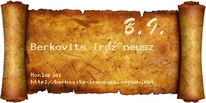 Berkovits Iréneusz névjegykártya